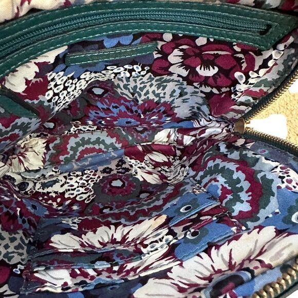 Vera Bradley ~ Elena Teal Green zipped mini crossbody w/ gold chain strap - Picture 7 of 16